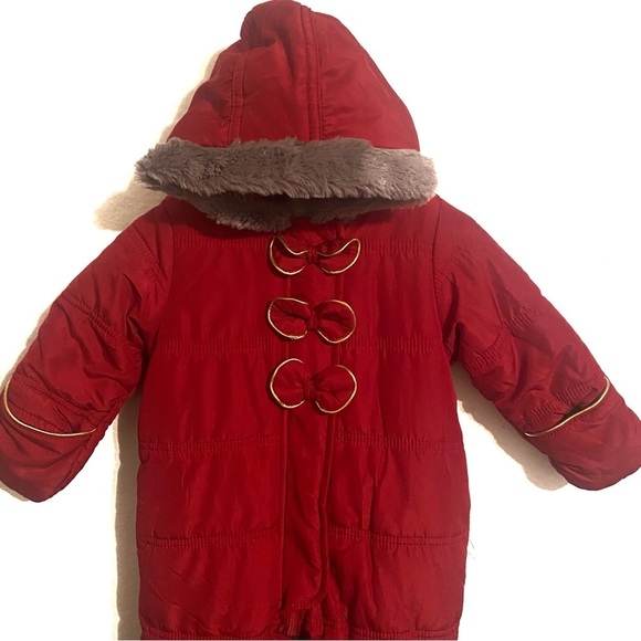 First Impressions Infant Babies Full Body Snow Suit Sz 0-3 Month Girls Bow - Picture 2 of 5